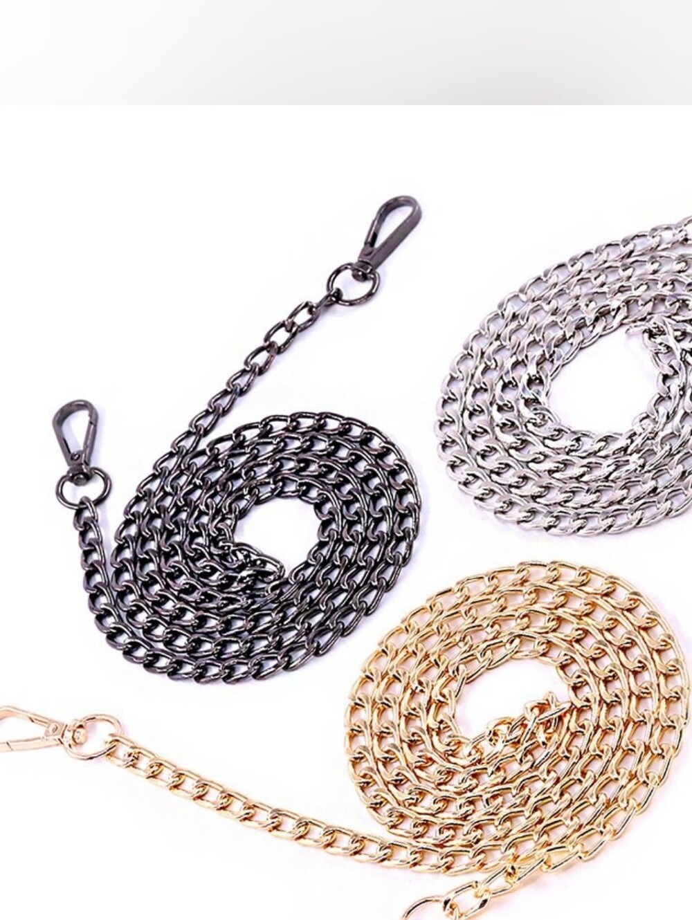 3Pcs Premium Polished Metal 47" Inch Chain  Replacements Gold Silver Black